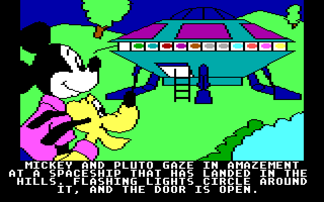 Mickey's Space Adventure IBM PC/Compatibles Screenshot: It's a spaceship!