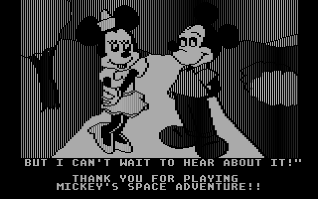 Mickey's Space Adventure IBM PC/Compatibles Screenshot: Minnie greets Mickey...