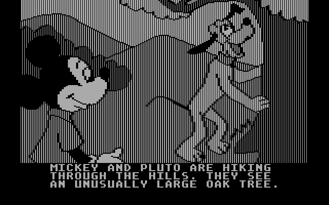 Mickey's Space Adventure IBM PC/Compatibles Screenshot: Is there anything in this tree?