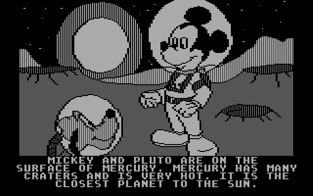 Mickey's Space Adventure IBM PC/Compatibles Screenshot: Mercury is hot with lots of craters!