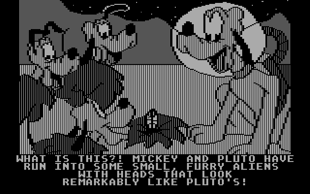 Mickey's Space Adventure IBM PC/Compatibles Screenshot: The aliens on Pluto look just like Pluto!