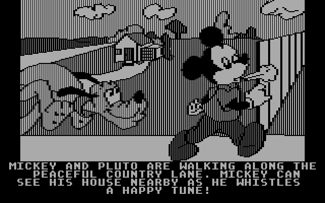 Mickey's Space Adventure IBM PC/Compatibles Screenshot: First, let's head over to Mickey's house...