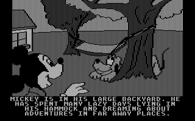 Mickey's Space Adventure IBM PC/Compatibles Screenshot: This is the backyard...