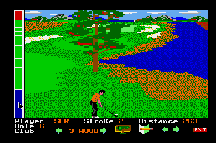 Mean 18 Apple IIgs Screenshot: Great, there's a tree in the way...