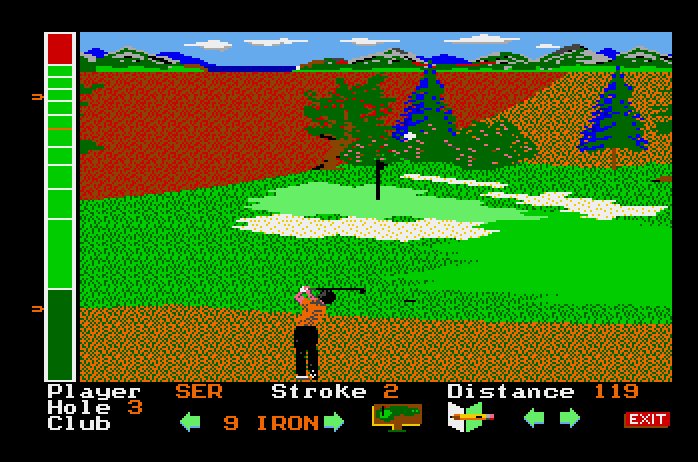 Mean 18 Apple IIgs Screenshot: Trying to clear a bunker.
