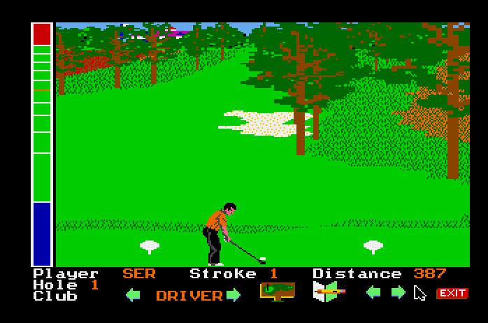 Mean 18 Apple IIgs Screenshot: Teeing off.