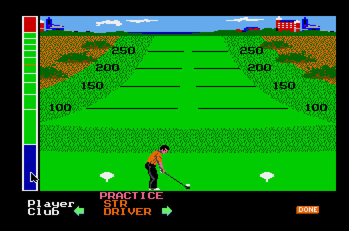 Mean 18 Apple IIgs Screenshot: The practice range.