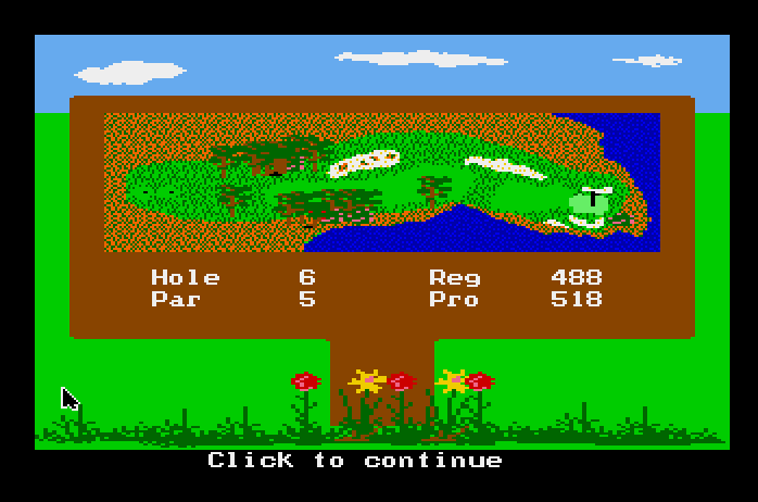Mean 18 Apple IIgs Screenshot: Click to start hole 6.