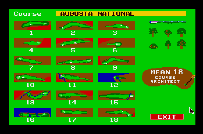 Mean 18 Apple IIgs Screenshot: Select a hole to edit.