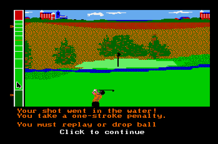 Mean 18 Apple IIgs Screenshot: Oh no, I landed in the water!