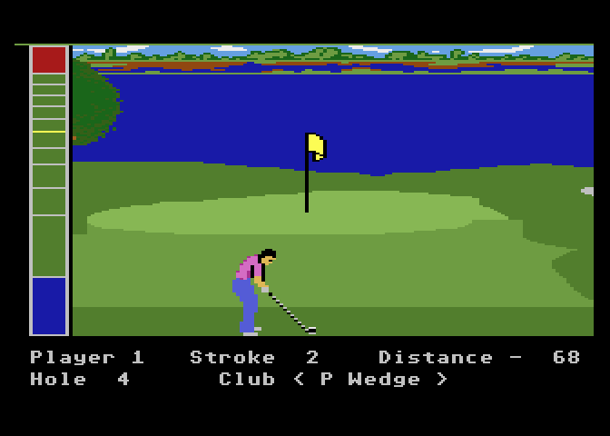 Mean 18 Atari 7800 Screenshot: A short chip tot he green...
