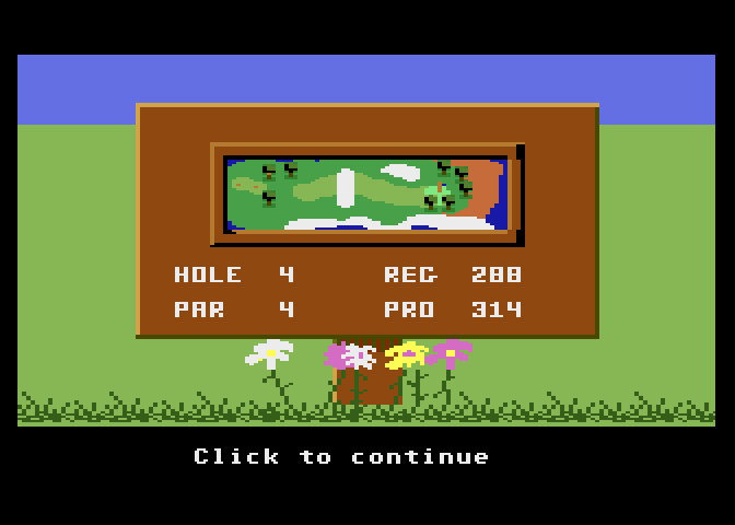 Mean 18 Atari 7800 Screenshot: Top down view of hole 4.