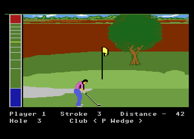Mean 18 Atari 7800 Screenshot: A short chip to the second green.