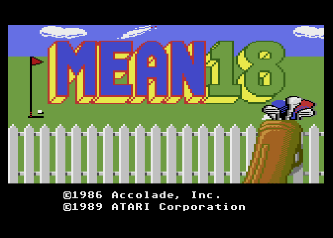 Mean 18 Atari 7800 Screenshot: Title screen.
