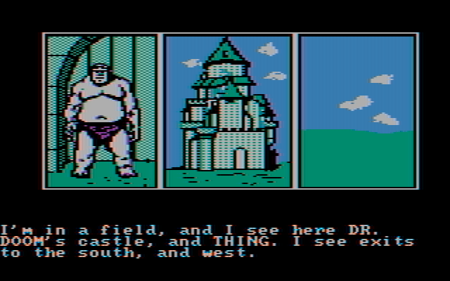 Questprobe featuring Human Torch and the Thing IBM PC/Compatibles Screenshot: It's Dr. Doom's castle...