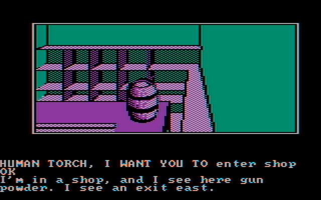 Questprobe featuring Human Torch and the Thing IBM PC/Compatibles Screenshot: Anything useful in this shop?