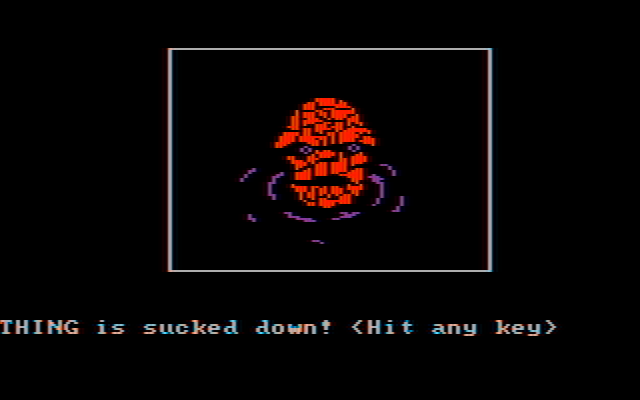 Questprobe featuring Human Torch and the Thing IBM PC/Compatibles Screenshot: I haven't gotten far, and already Thing is sucked into a tar pit!