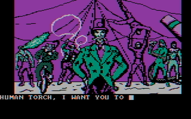 Questprobe featuring Human Torch and the Thing IBM PC/Compatibles Screenshot: What should I do here?