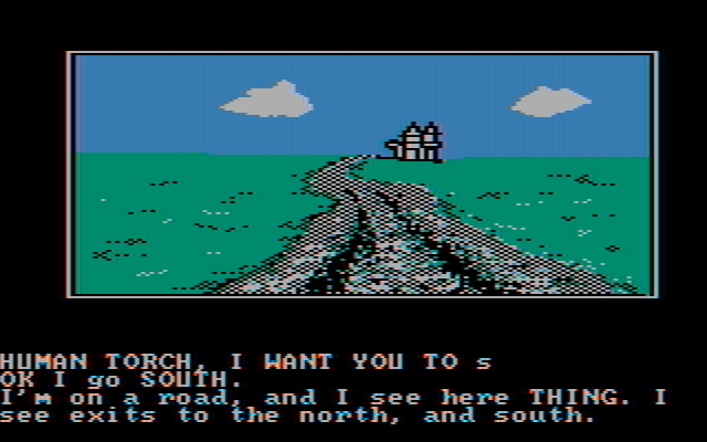 Questprobe featuring Human Torch and the Thing IBM PC/Compatibles Screenshot: The castle in the distance...