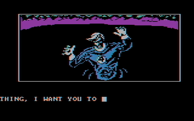 Questprobe featuring Human Torch and the Thing IBM PC/Compatibles Screenshot: Everyone is stuck in the tar pit!
