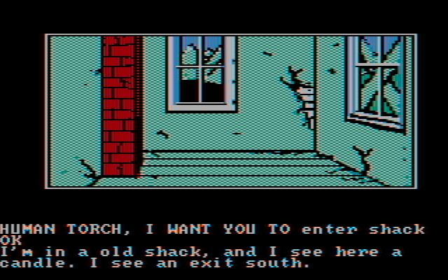 Questprobe featuring Human Torch and the Thing IBM PC/Compatibles Screenshot: Inside the shack...