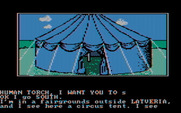 Questprobe featuring Human Torch and the Thing for IBM PC/Compatibles - Outside a circus tent.
