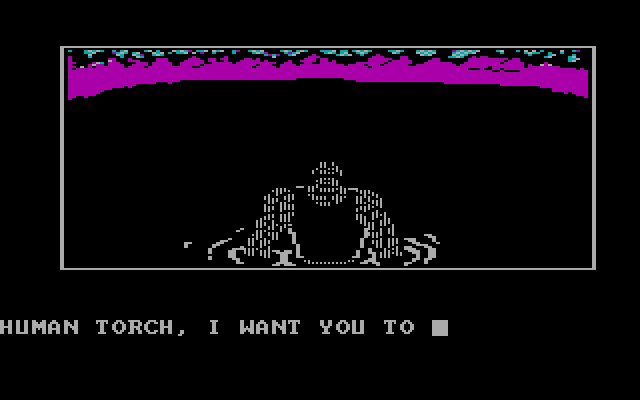 Questprobe featuring Human Torch and the Thing IBM PC/Compatibles Screenshot: The Thing isn't having better luck with this tar pit...