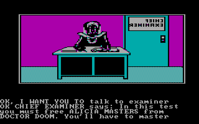 Questprobe featuring Human Torch and the Thing IBM PC/Compatibles Screenshot: The game begins here.