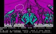 Questprobe featuring Human Torch and the Thing for IBM PC/Compatibles - Inside the tent...