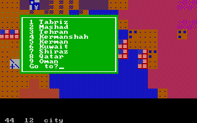 Gulf Strike IBM PC/Compatibles Screenshot: Go to a new location...