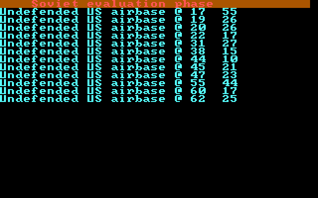 Gulf Strike IBM PC/Compatibles Screenshot: Soviets evaluate their turn.