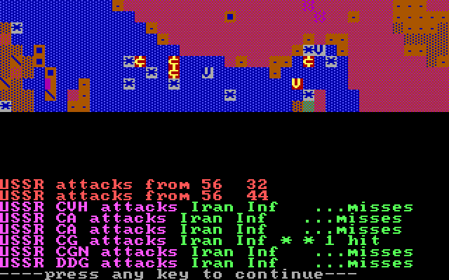 Gulf Strike IBM PC/Compatibles Screenshot: USSR attacks...