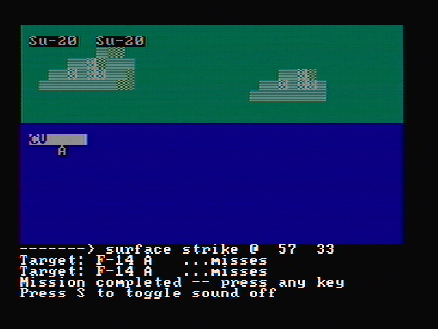 Gulf Strike IBM PC/Compatibles Screenshot: An air-sea battle begins.