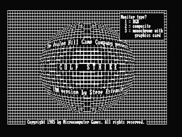 Gulf Strike IBM PC/Compatibles Screenshot: Title screen.
