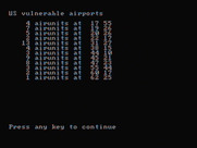 Gulf Strike for IBM PC/Compatibles - A list of vulnerable airports.