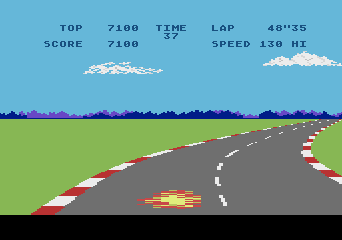 Pole Position Atari 5200 Screenshot: Crash!