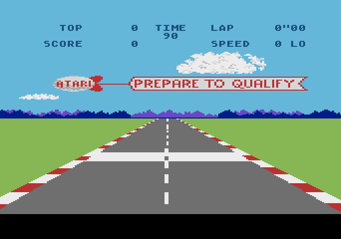 Pole Position Atari 5200 Screenshot: Game start; prepare for the qualifying lap.