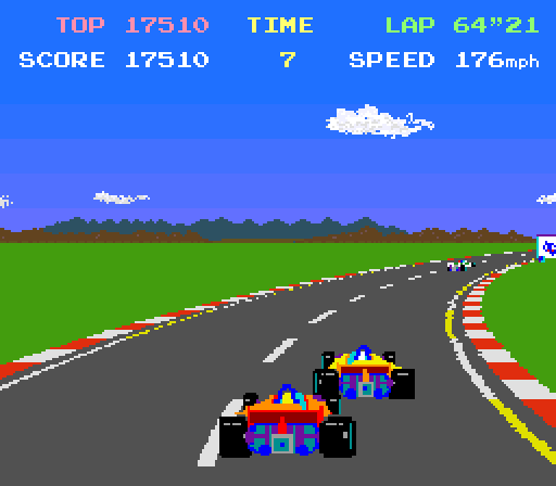 Pole Position Arcade Screenshot: Avoid the other racers!