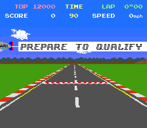 Pole Position Arcade Screenshot: Prepare to qualify!