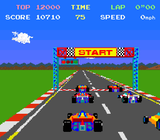 Pole Position Arcade Screenshot: Prepare to race!
