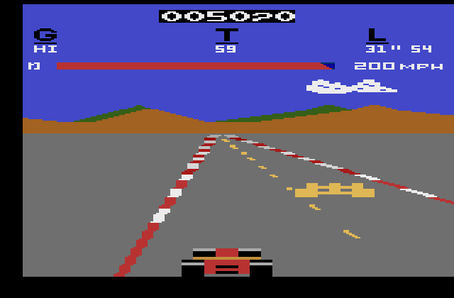Pole Position Atari 2600 Screenshot: Don't crash into other cars...
