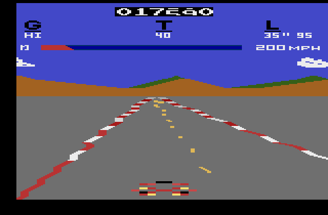 Pole Position Atari 2600 Screenshot: Another crash...