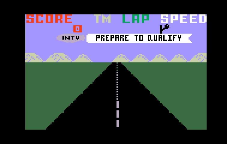 Pole Position Intellivision Screenshot: Prepare to qualify...