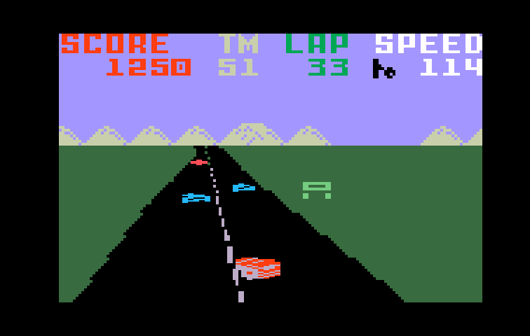 Pole Position Intellivision Screenshot: Avoid other cars!
