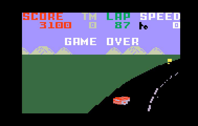 Pole Position Intellivision Screenshot: Game over.