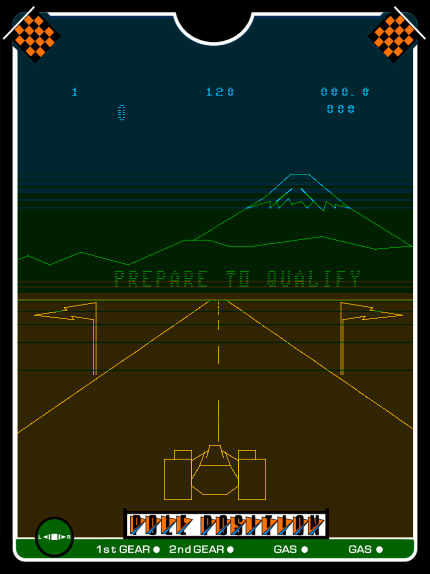 Pole Position Vectrex Screenshot: Prepare to qualify!
