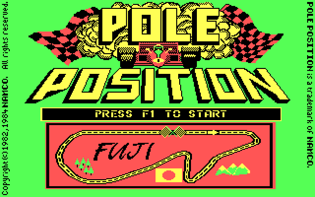 Pole Position IBM PC/Compatibles Screenshot: Title screen.