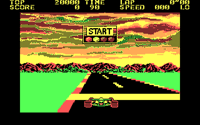 Pole Position IBM PC/Compatibles Screenshot: Ready to begin the race...