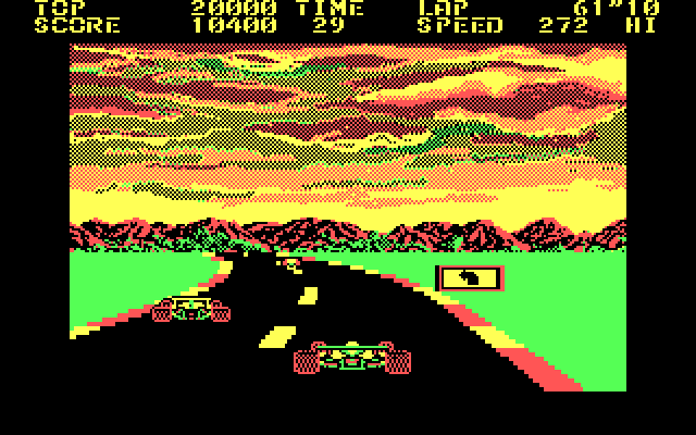 Pole Position IBM PC/Compatibles Screenshot: Racing...avoid the other cars!