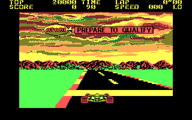 Pole Position IBM PC/Compatibles Screenshot: Prepare to qualify!